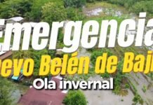 Más de 12 mil damnificados por graves inundaciones en Belén de Bajirá