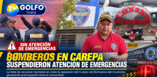 Bomberos de Carepa suspenden atención de emergencias por falta de recursos
