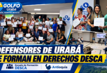 Defensores de derechos humanos de Urabá participaron en Escuela de Formación DESCA en Antioquia