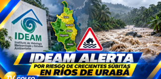 IDEAM alerta por riesgo de crecientes súbitas en ríos de Urabá