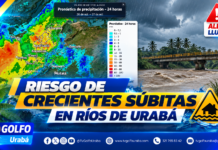 IDEAM advierte riesgo de crecientes súbitas en ríos de Urabá