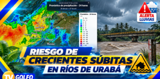 IDEAM advierte riesgo de crecientes súbitas en ríos de Urabá