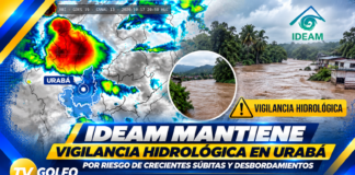 IDEAM mantiene vigilancia hidrológica en Urabá por riesgo de crecientes súbitas y desbordamientos