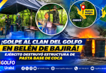 Ejército destruyó estructura para procesar pasta base de coca en Belén de Bajirá