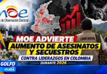 MOE advierte aumento de asesinatos y secuestros contra liderazgos en Colombia durante 2026