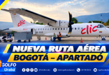 Clic anuncia nueva ruta aérea entre Bogotá y Apartadó