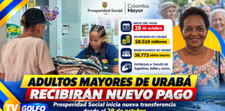 COLOMBIA MAYOR: 36.773 ADULTOS MAYORES DE URABÁ RECIBIRÁN NUEVO PAGO DESDE ESTE 28 DE OCTUBRE