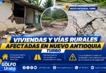 Movimiento en masa afectó viviendas y vías rurales en la vía hacia Nuevo Antioquia, Turbo