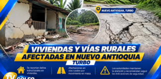 Movimiento en masa afectó viviendas y vías rurales en la vía hacia Nuevo Antioquia, Turbo